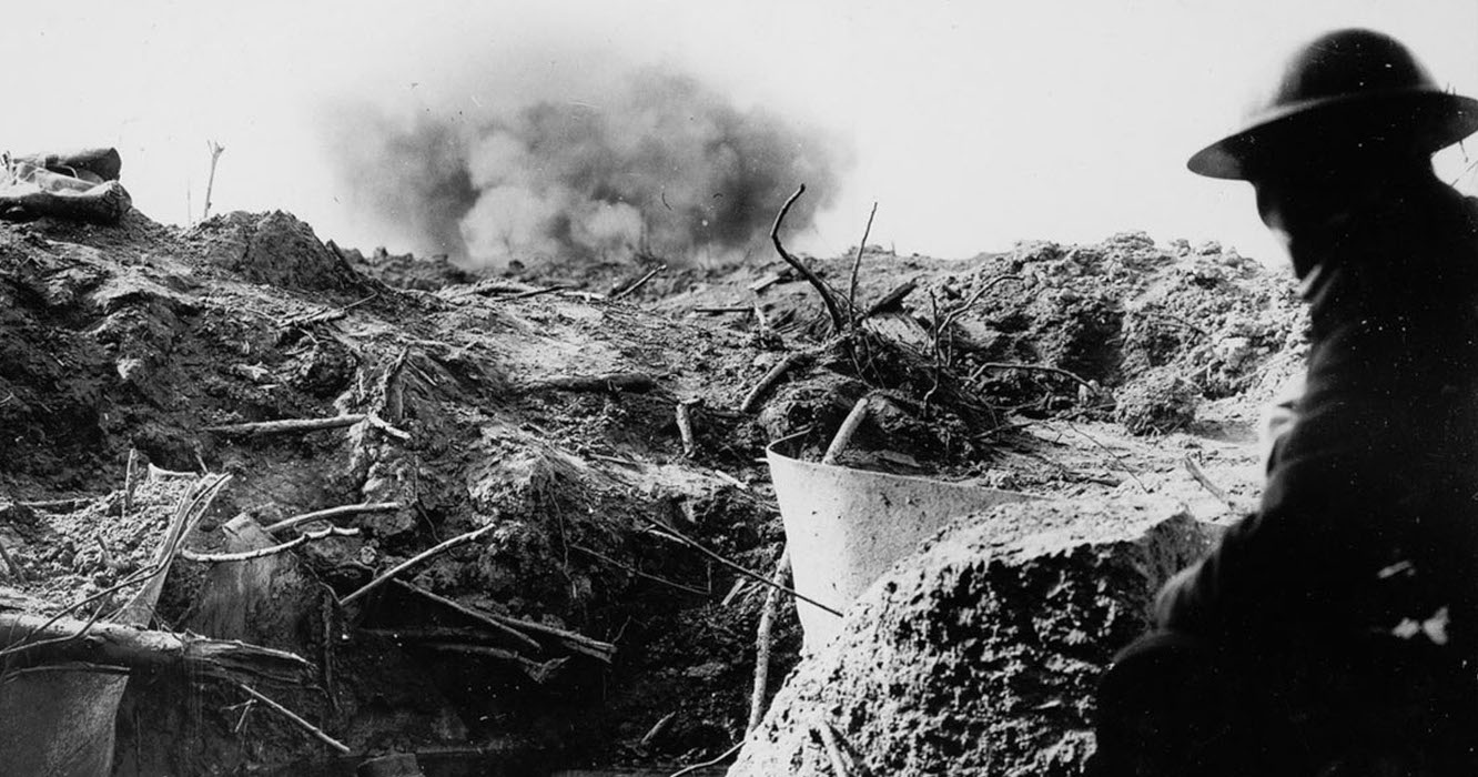 Soldier observing Ypres trench